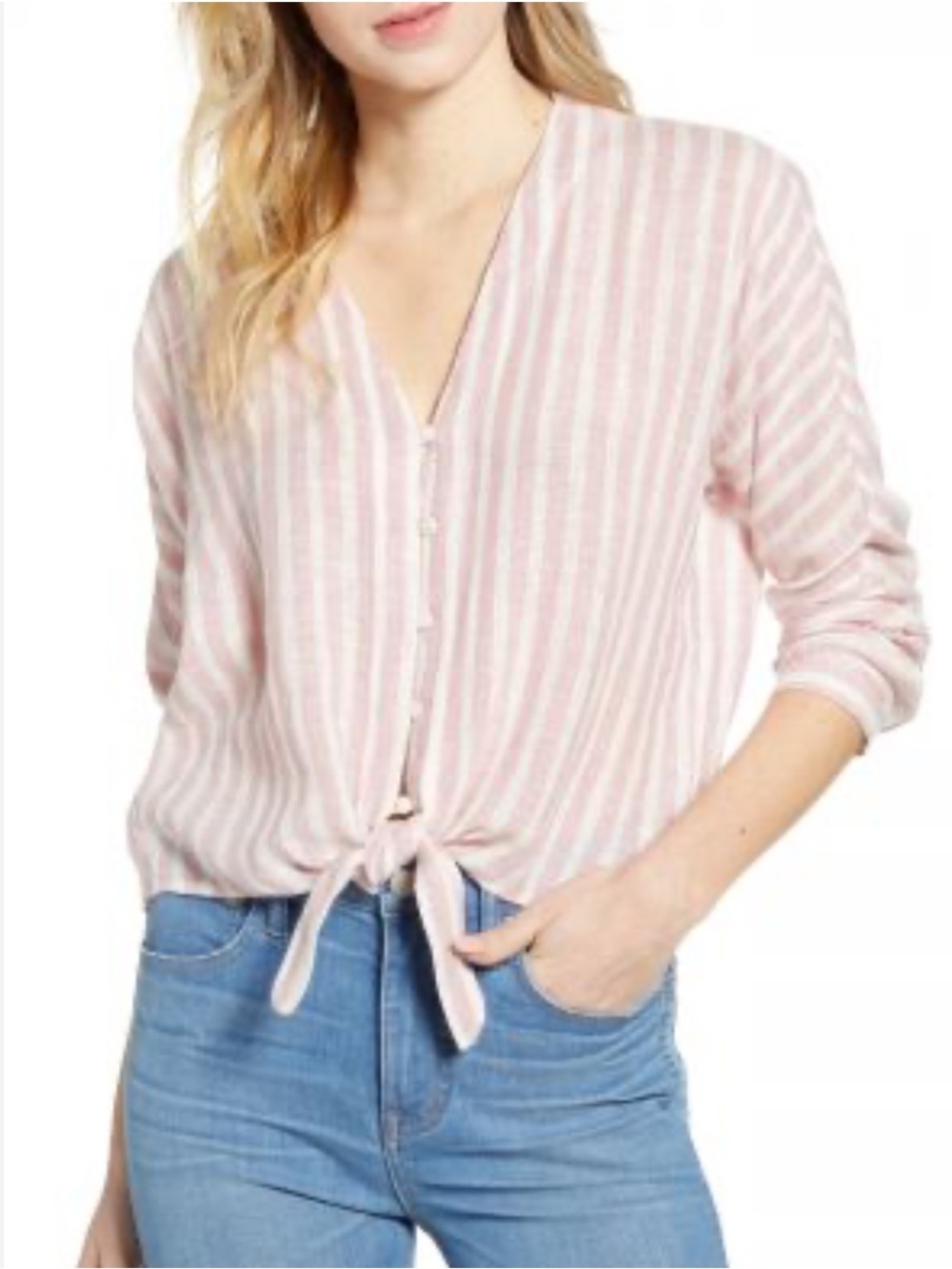 Rails Sloane Stripe Linen Front Tie Shirt